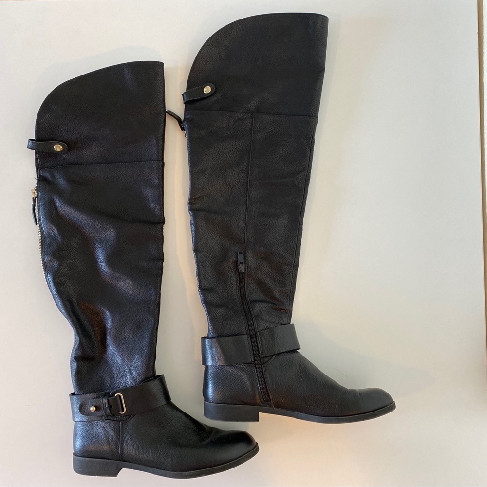 ALDO Black Leather Over the Knee Thigh High Boots - Picture 3 of 8